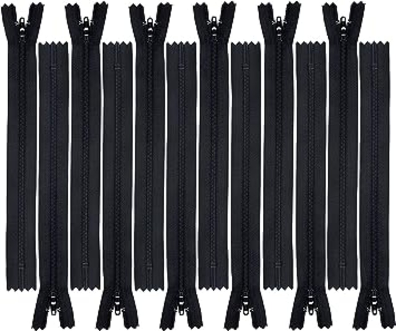 7" Black 12 YKK Zippers for Sewing Crafts- #3 Nylon Closed Bottom- Made 100% in USA- 12 YKK Zippers